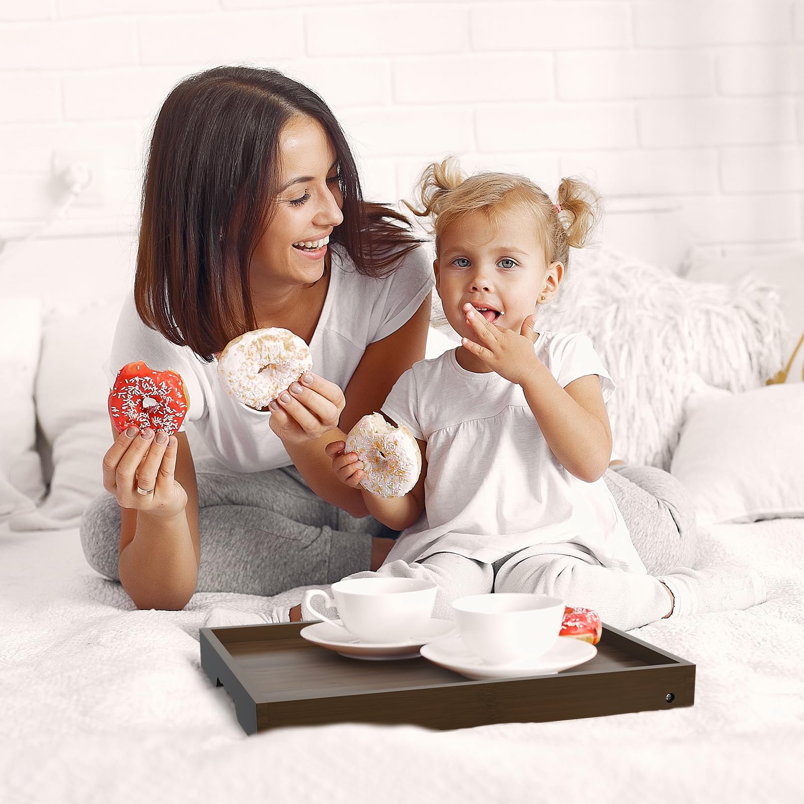 Artmalle bamboo tray with groove edges and lip to prevent spills.
