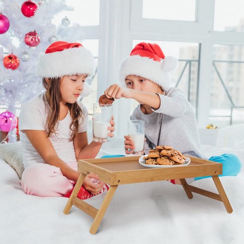 Artmeer bamboo bed tray beige 2-pack offers versatile serving and work surface.