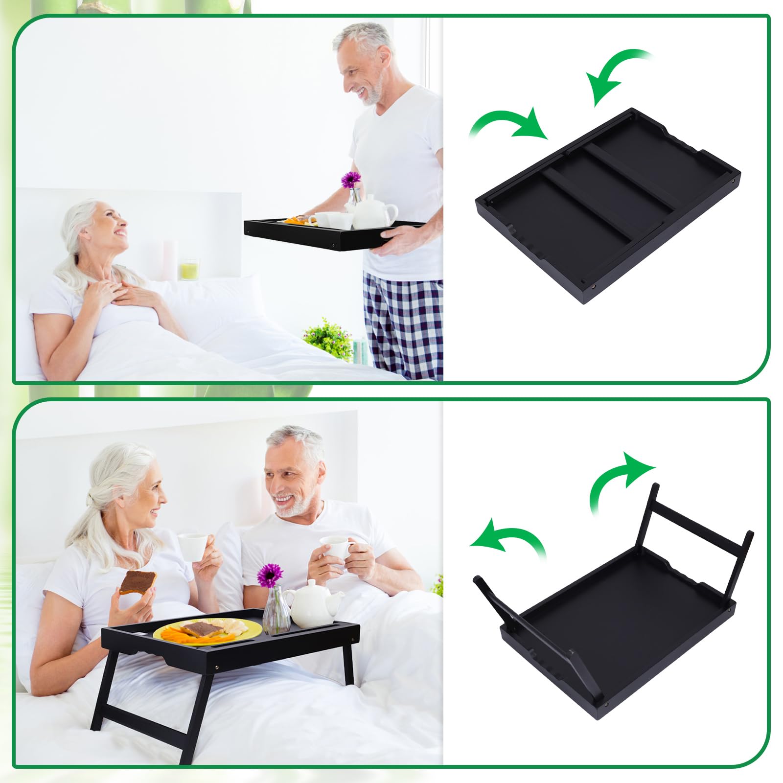 Artmeer bamboo breakfast tray with media slot for tablet viewing