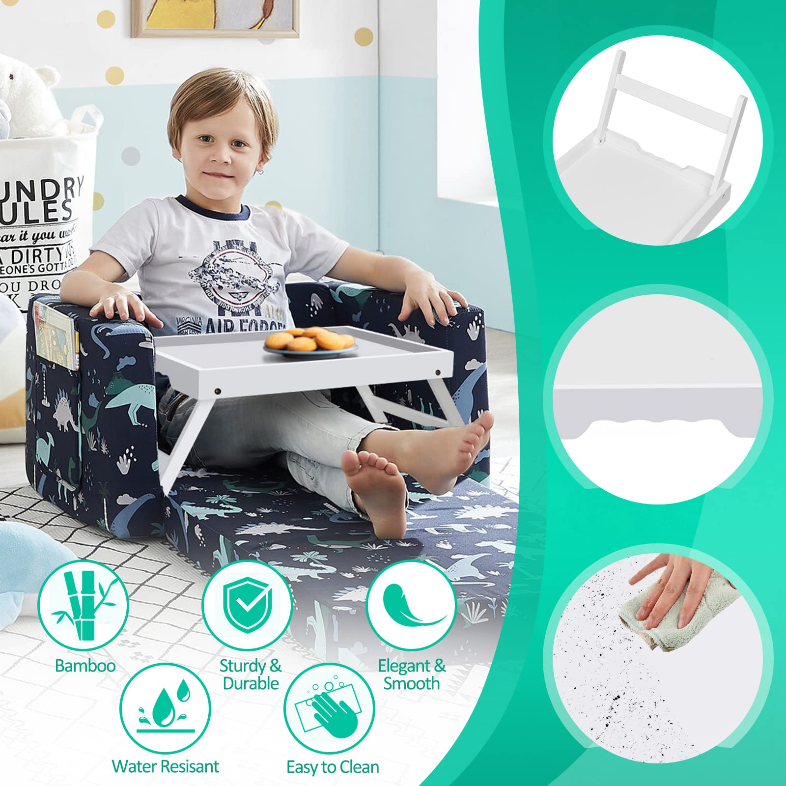 Close-up of Artmeer bamboo texture on bed tray table