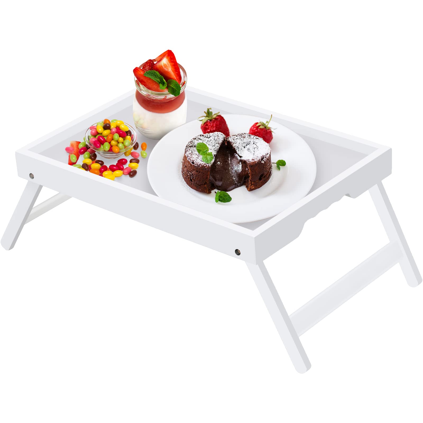 Artmeer bed tray table with folding legs open for bedside meals