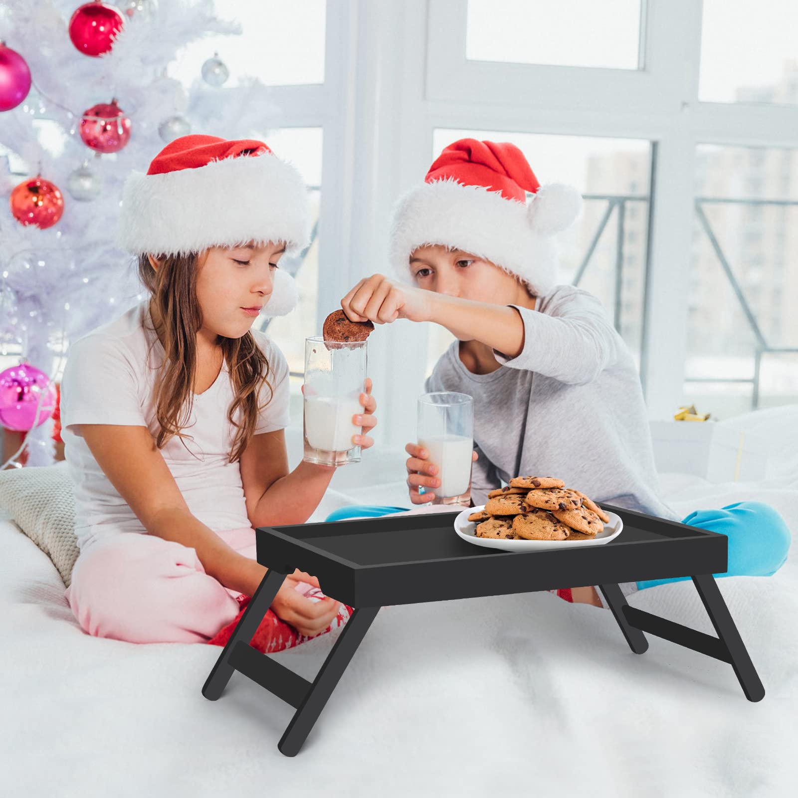 Artmeer bed tray open to show workspace and dimensions