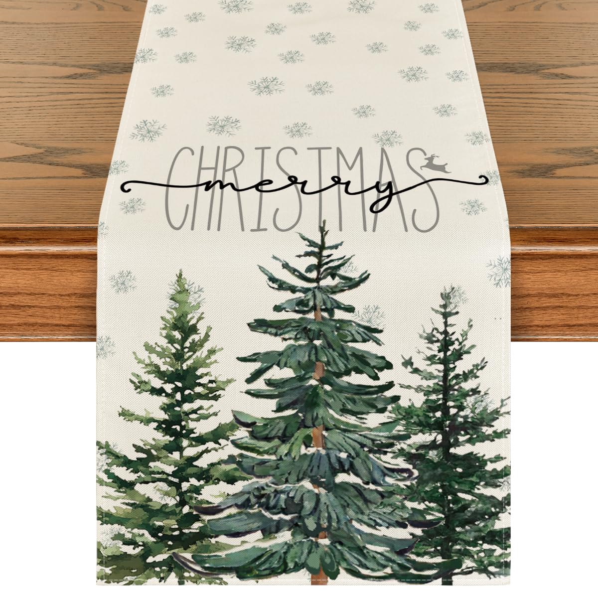 Artoid Mode beige pine tree snowflake table runner protects surfaces during festive meals