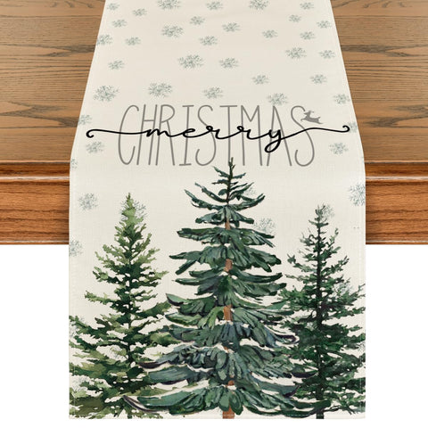 Artoid Mode beige pine tree snowflake table runner protects surfaces during festive meals