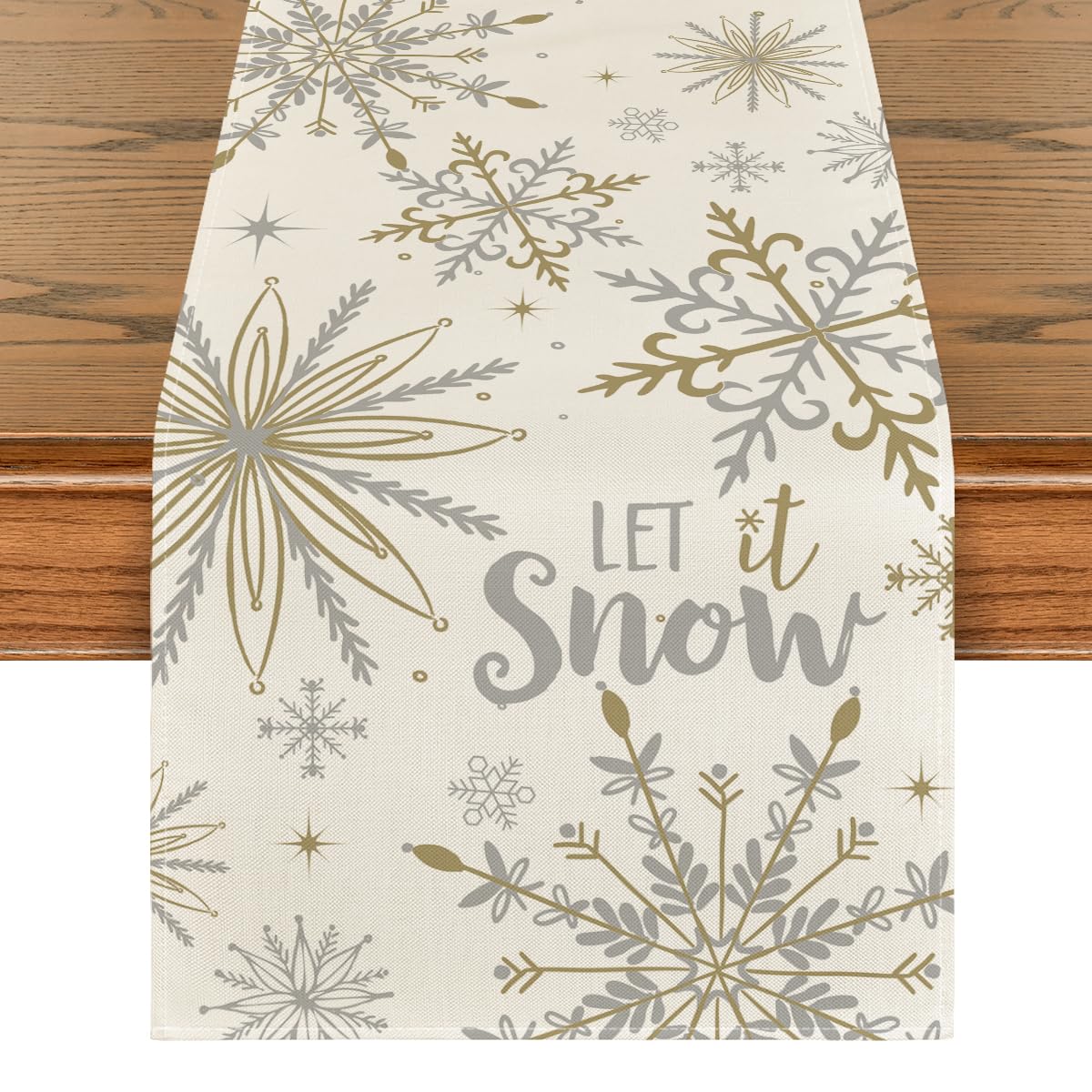 Artoid Mode beige snowflake table runner for festive holiday dining