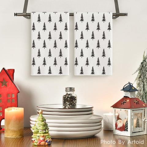 Artoid Mode dish towel with beige holiday pattern for festive cleaning