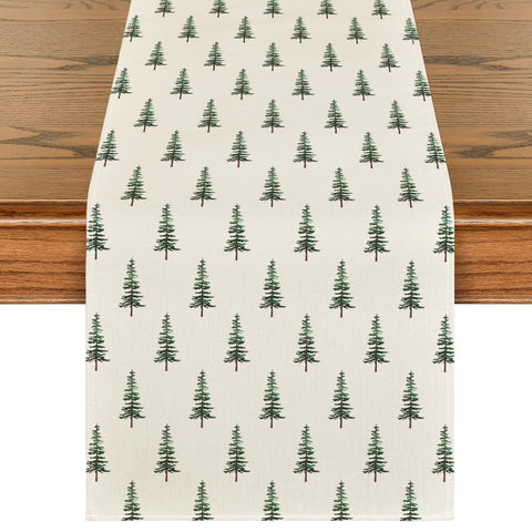 Artoid Mode beige Xmas tree runner closeup—durable polyester weave protects surfaces.