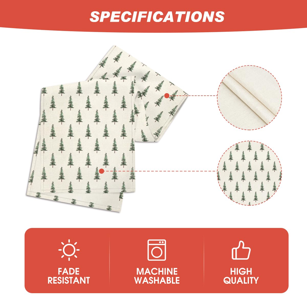 Artoid Mode beige Xmas Tree Runner washable fabric for easy cleanup.