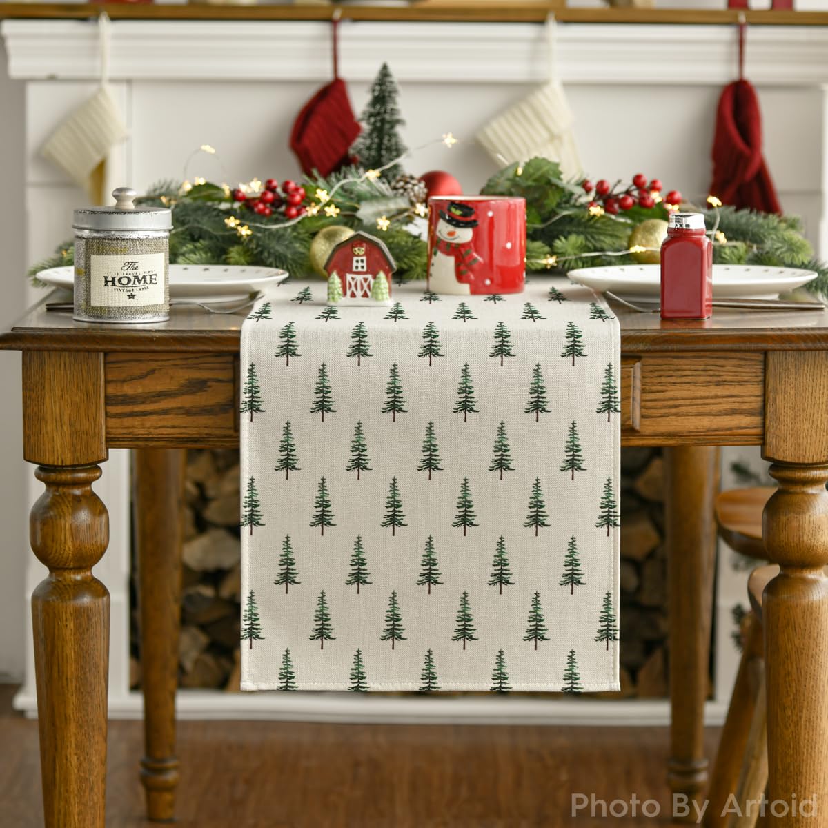 Artoid Mode beige Xmas tree table runner care instructions for easy maintenance