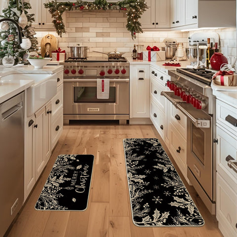 Artoid Mode holly pine branches 17x47 kitchen mat provides sturdy daily use.