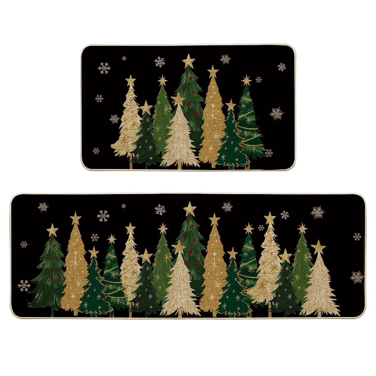Artoid Mode black snowflakes kitchen mat 17x29 enhances festive decor and floor protection.