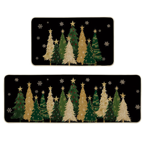 Artoid Mode black snowflakes kitchen mat 17x29 enhances festive decor and floor protection.
