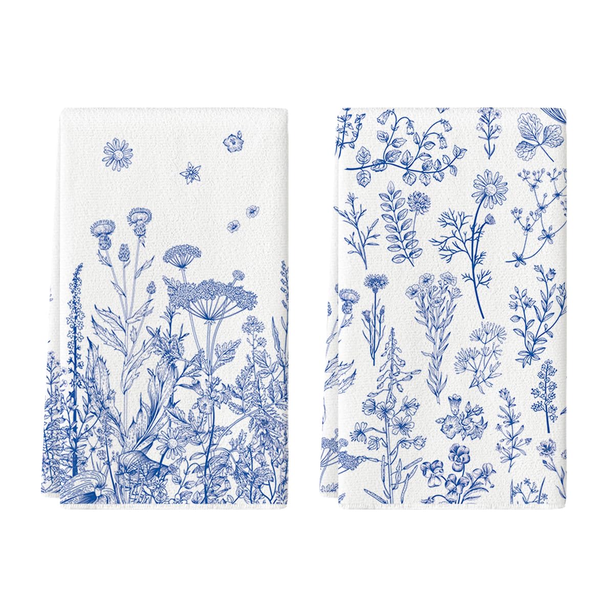 Artoid Mode Blue Antique Herbs towels pattern adds seasonal decor with soft absorbent performance for daily use