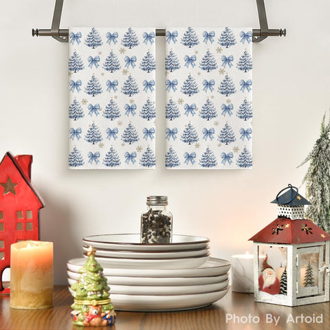 Artoid Mode Blue Bowknot towels pattern details enhance seasonal charm while cleaning dishes.