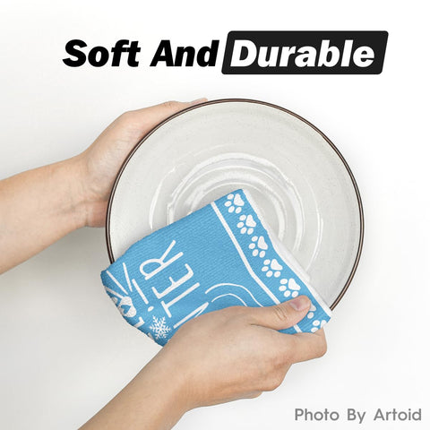 Artoid Mode Blue Cat Hello Winter towel features stylish patterns for daily cleaning.