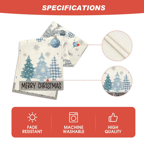 Artoid Mode Blue Pine Trees table runner with sturdy sewing for longevity.