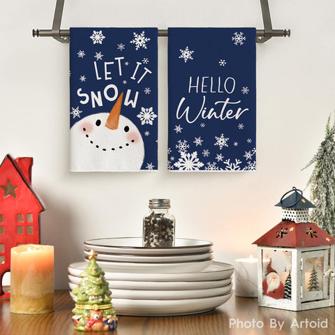 Artoid Mode snowman towels provide soft absorbency for everyday kitchen tasks.