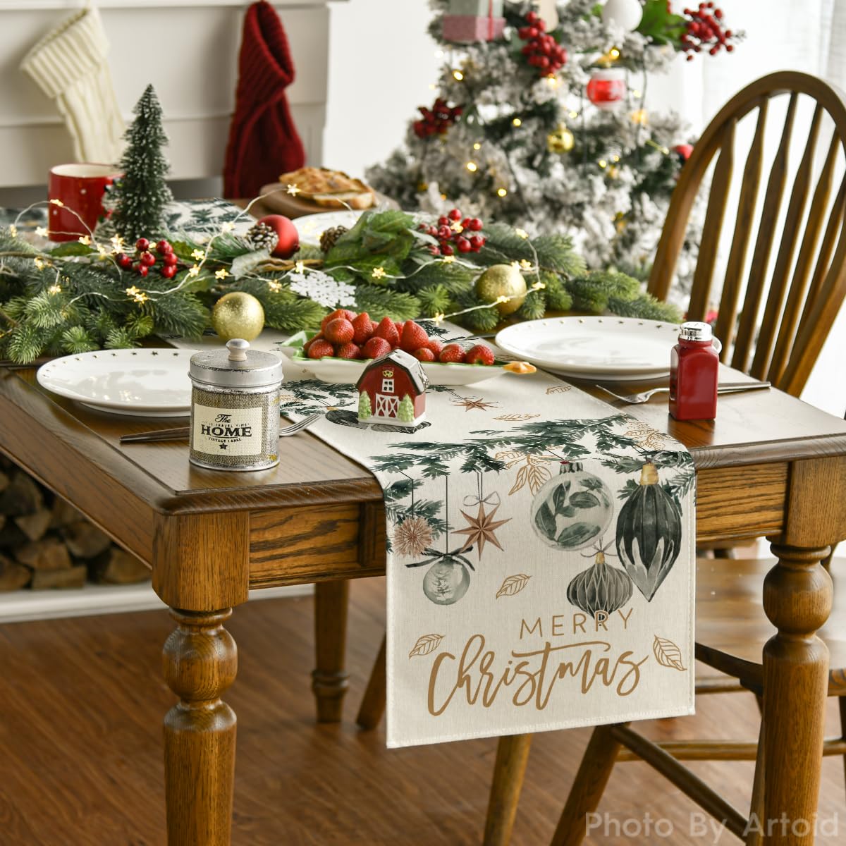 Artoid Mode bright color pattern table runner enhances holiday dining ambience