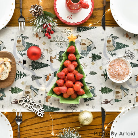 Artoid Mode vibrant patterned table runner enhances kitchen and dining décor.