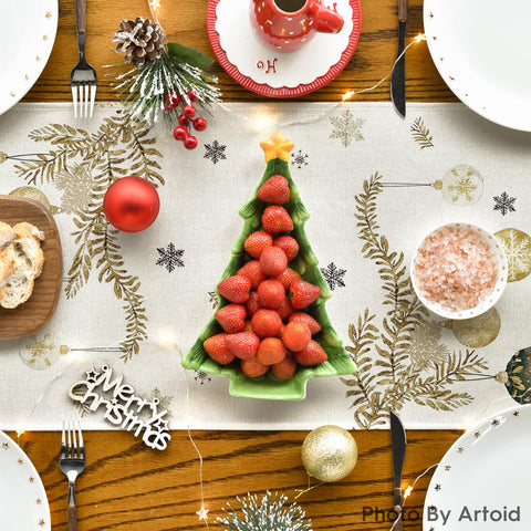 Artoid Mode bright patterned runner brings color to everyday meals and holiday gatherings.