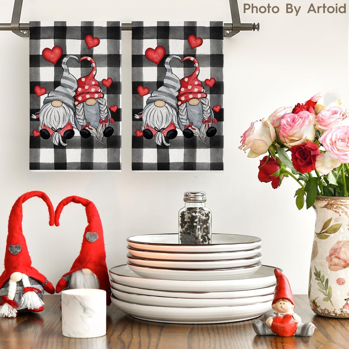 Artoid Mode gnomes towel with bright red accents for quick drying