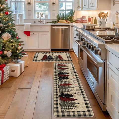 Artoid Mode buffalo plaid kitchen mats ideal for entryways and dining spaces.