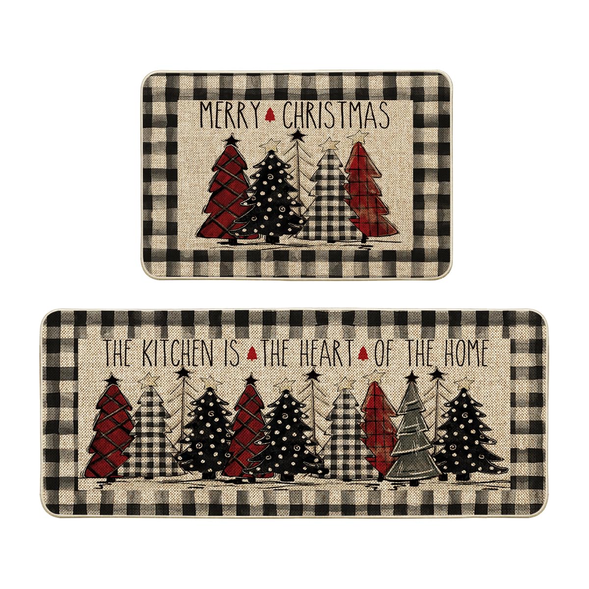 Artoid Mode buffalo plaid kitchen mat 24x35 for festive warmth and floor protection.
