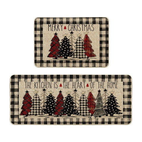 Artoid Mode buffalo plaid kitchen mat 24x35 for festive warmth and floor protection.