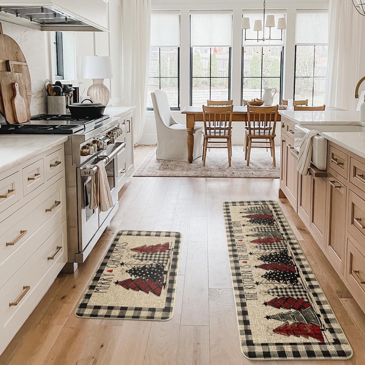 Artoid Mode buffalo plaid mats with non-slip rubber backing for secure placement.