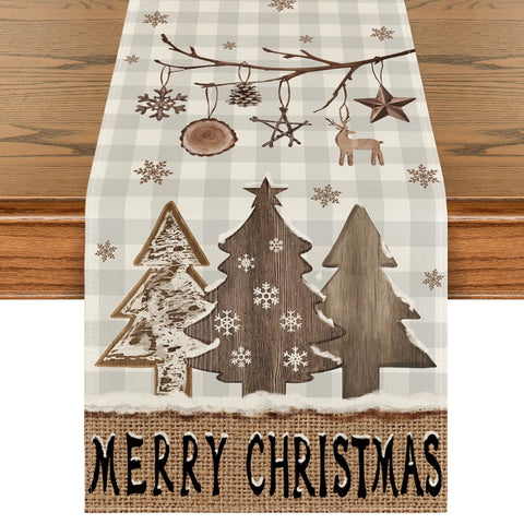 Artoid Mode buffalo plaid wood Xmas trees ornament adds rustic holiday charm to tables