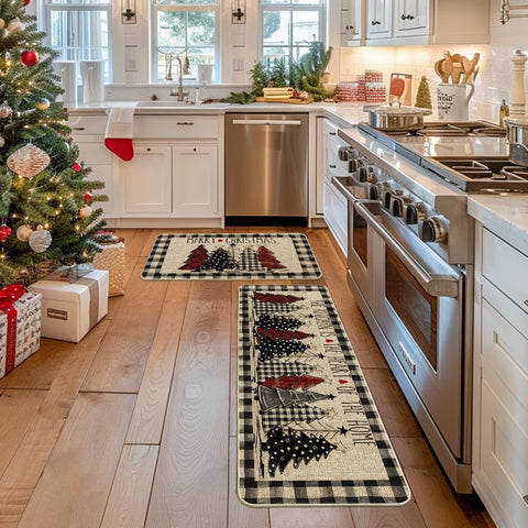 Artoid Mode buffalo plaid kitchen mat texture close-up shows durable surface