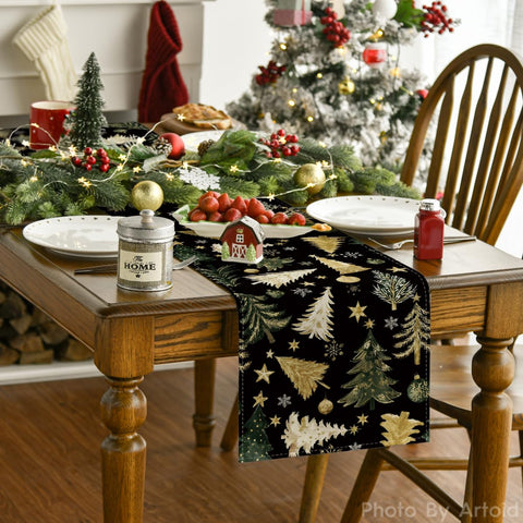 Artoid Mode Christmas balls pattern table runner adds festive ambiance for gatherings