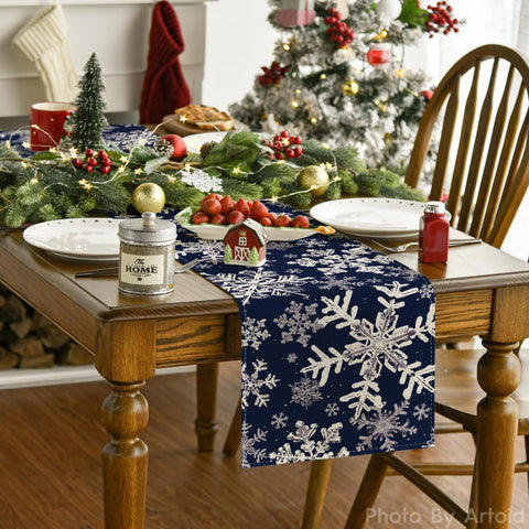 Artoid Mode navy blue snowflakes Christmas dining decor for festive tables