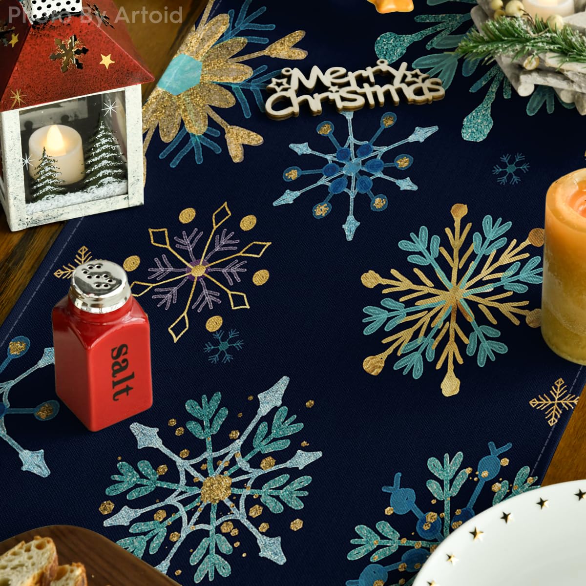 Artoid Mode Christmas dining runner elevates your table with bright style.