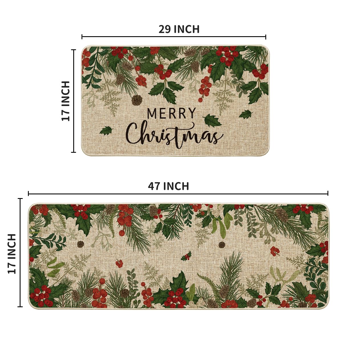Artoid Mode Christmas kitchen mat closeup shows vibrant pattern and non-slip surface.