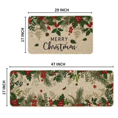 Artoid Mode Christmas kitchen mat closeup shows vibrant pattern and non-slip surface.