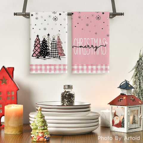 Artoid Mode Christmas kitchen towels set of 2 in holiday design for daily tasks