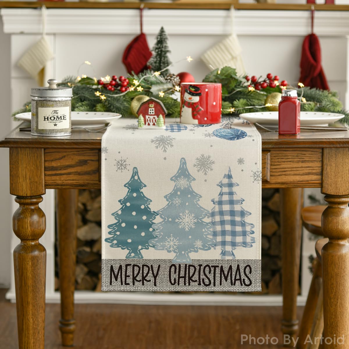 Artoid Mode Christmas pattern table runner adding vibrant decor to dinners