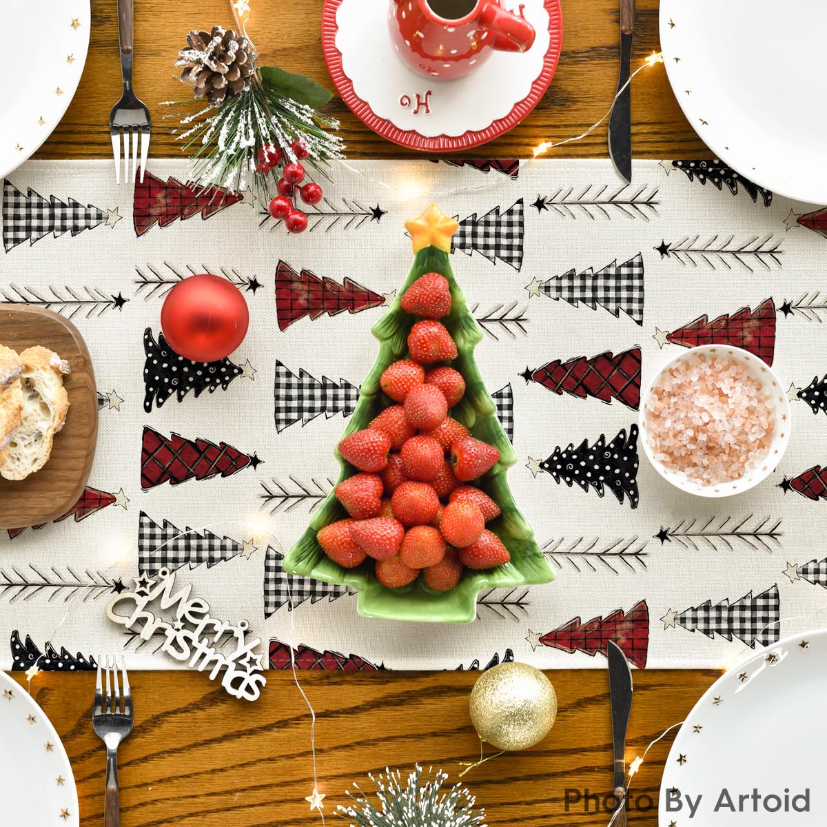Artoid Mode table runner with vibrant colors and tree motif for home decor