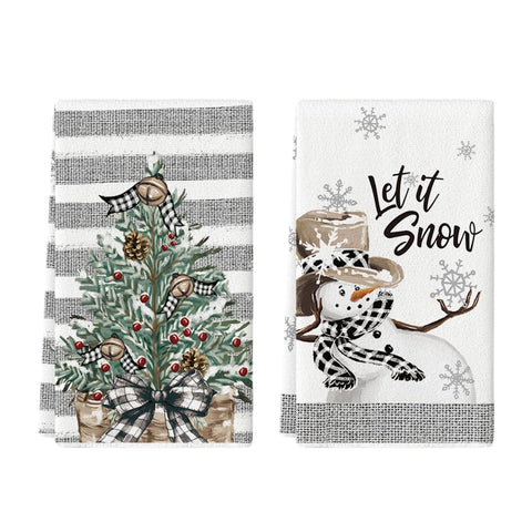 Artoid Mode Christmas tree snowman towels for festive kitchen drying