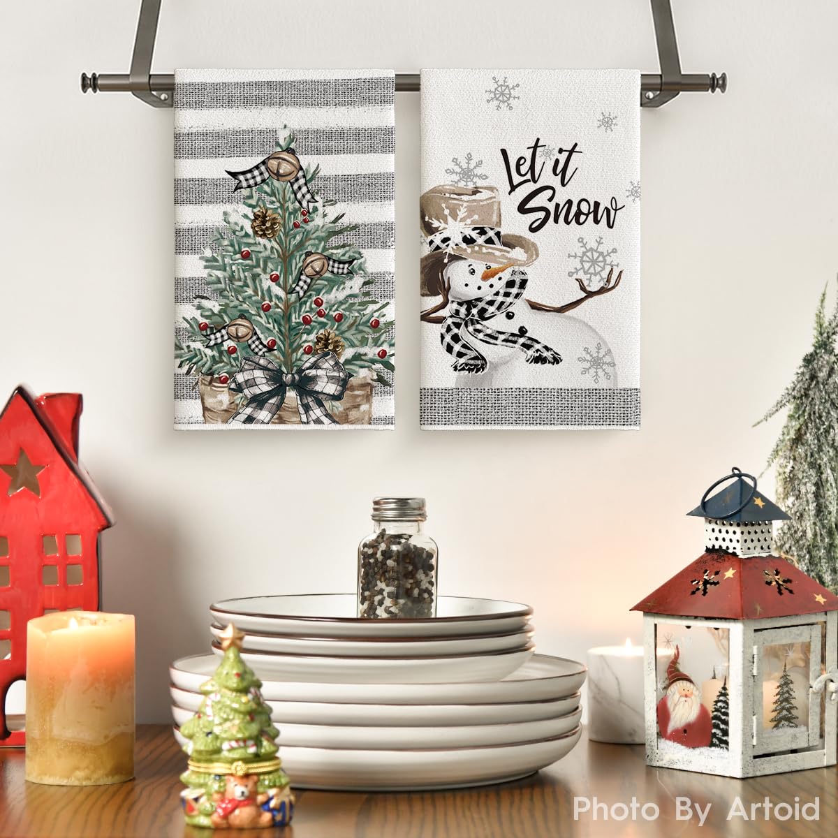 Artoid Mode snowman design towels, soft and absorbent for daily cleaning