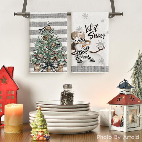 Artoid Mode snowman design towels, soft and absorbent for daily cleaning