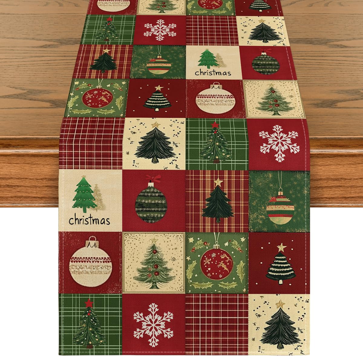 Artoid Mode Xmas Tree table runner 13x72 for festive meals and holiday ambiance.