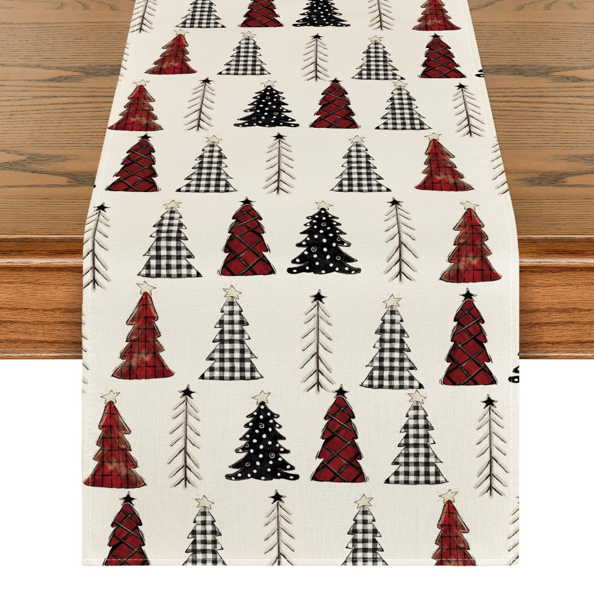 Artoid Mode Xmas Tree table runner, angled view for festive dining decor.