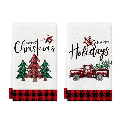 Artoid Mode Christmas Trees towel close-up fiber for soft, durable drying.