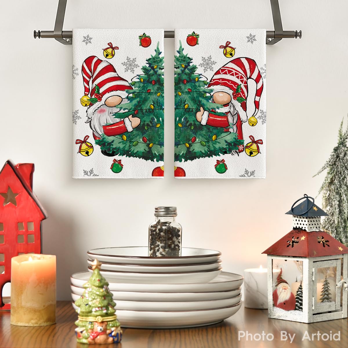 Artoid Mode Christmas trees pattern towels enhance seasonal vibes while drying dishes.