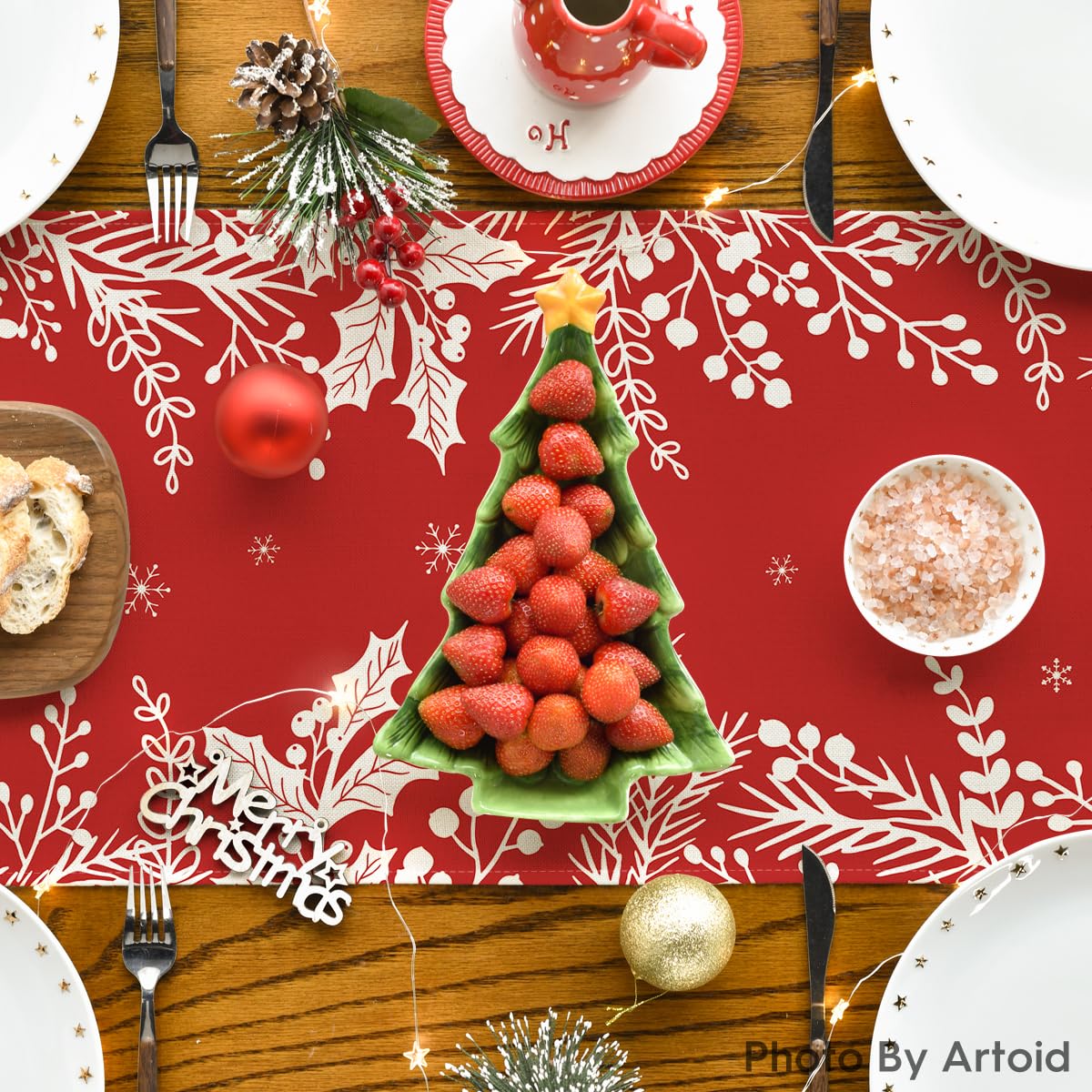 Artoid Mode colorful dining table runner enhances everyday and party meals.