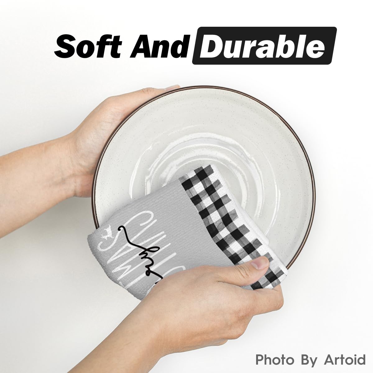 Artoid Mode colorful kitchen towels set of two for daily cleaning.
