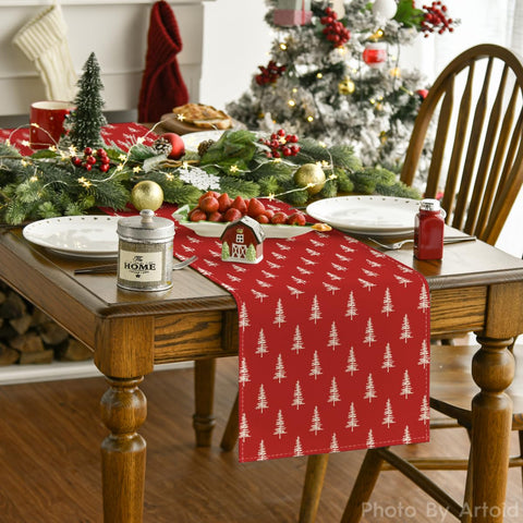 Artoid Mode colorful table runner on dining table boosts ambience for gatherings.