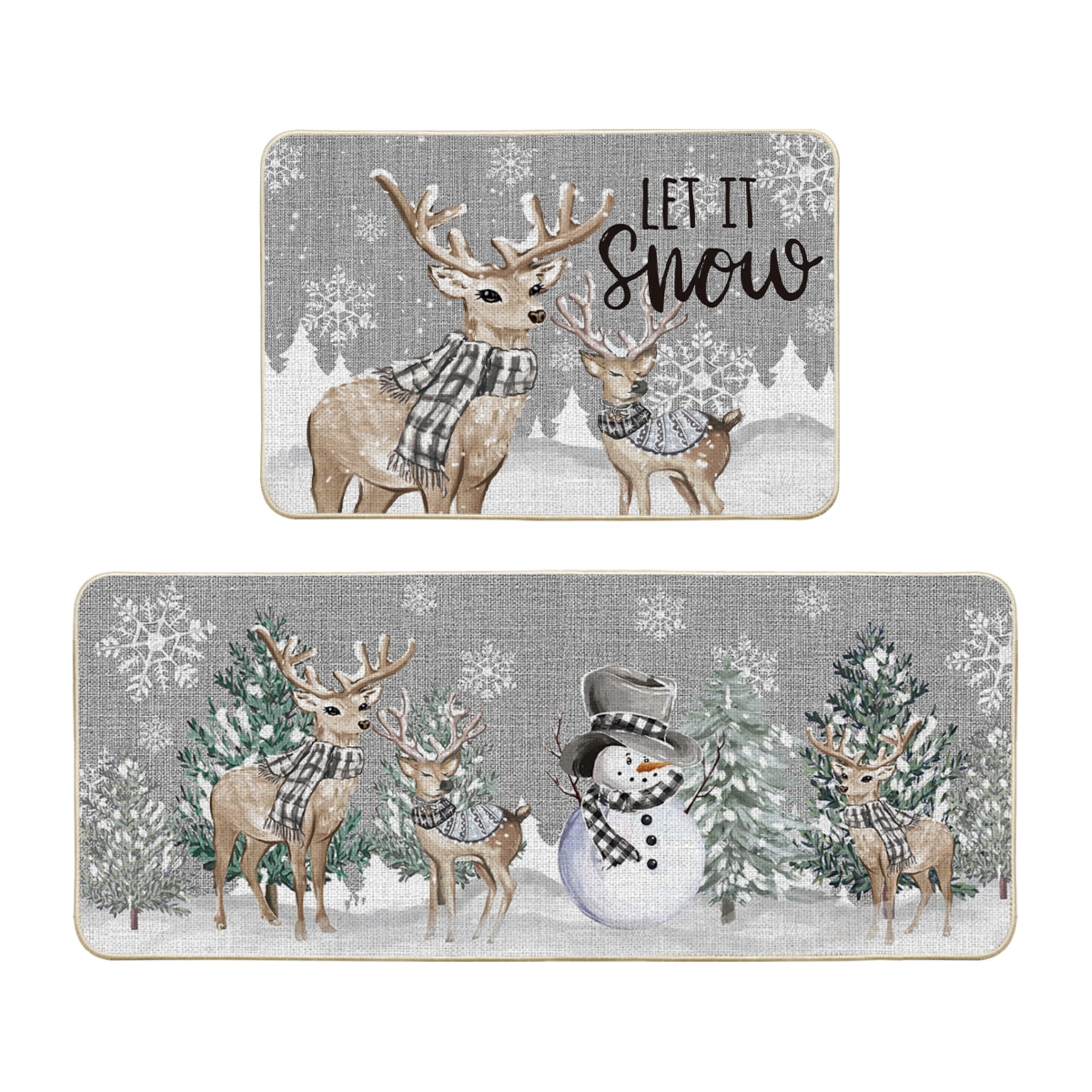 Artoid Mode deer tree let it snow kitchen mat 24x35 with festive design.